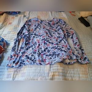 Kim Rogers Light Blue Floral Paisley Long-Sleeve Top